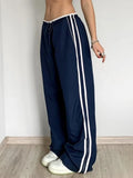 Stetnode Streetwear Side Striped Trackpants Women Low Waist Sporty Baggy Trousers Y2k Casual Sweatpants Straight Basic Pants New