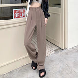 Stetnode Korean White Wide Leg Trousers for Women Autumn Baggy High Waist Suit Pants Woman Fashion Office Loose Straight Pants