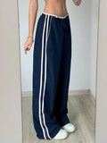 Stetnode Streetwear Side Striped Trackpants Women Low Waist Sporty Baggy Trousers Y2k Casual Sweatpants Straight Basic Pants New