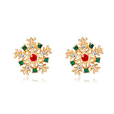 Stetnode Fashion Colorful Snowflake Stud Earrings for Women Charm Rhinestone Snow Flower Earring Girls Christmas Holiday Party Jewelry