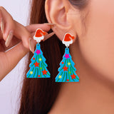 Stetnode Mixed Style Acrylic Christmas Earrings for Women Pattern Christmas Tree Black Cat Santa Claus Drop Earrings Girls Party Jewelry