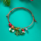 Stetnode Fashion Simple Handwoven Braided Christmas Bracelets for Women Enamel Metal Xmas Tree Santa Claus Adjustable Bracelet Jewelry