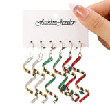 Stetnode 3 Pairs/Set Spiral Wave Curve Dangle Earrings for Women Fashion Simple Long Twisted Christmas Earring Girls Party Jewelry Gift