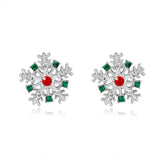 Stetnode Fashion Colorful Snowflake Stud Earrings for Women Charm Rhinestone Snow Flower Earring Girls Christmas Holiday Party Jewelry