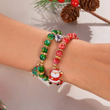 Stetnode New Trend Christmas Couple Bracelets for Women Men Handmade Beaded Santa Claus Xmas Tree Bracelet Lovers Friendship Jewelry Gift