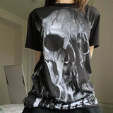 Stetnode 2000s Aesthetic Mall Goth E-girl Gothic T-shirt Retro Y2K Grunge Skull Wing Crop Tops Indie Graphic Print Short Sleeve Tee Women