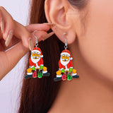 Stetnode Mixed Style Acrylic Christmas Earrings for Women Pattern Christmas Tree Black Cat Santa Claus Drop Earrings Girls Party Jewelry