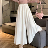 Stetnode Solid Color Casual Wide Leg Pants Women Spring Summer Soft Elastic High Waist Trouses Woman Pleated Skirt Pants Ladies