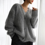 Stetnode Knitted Cardigan Women V Neck Loose Long Sleeve Casual Sweater Female 2024 Autumn Winter New Fashion Cardigans Ladies