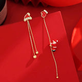 Stetnode New Design Asymmetric Snowflake Christmas Boot Hat Drop Earrings for Women Moving Santa Claus Long Tassel Earring Party Jewelry