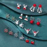 Stetnode Fashion Small Christmas Earrings for Women Cute Asymmetric Elk Santa Claus Snowflake Xmas Tree Stud Earring Girls Party Jewelry