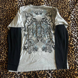 Stetnode 2000s Rare Skull Graphic Pullovers Tops Grunge Cyber Y2k Cross Print Layered T-shirt 90s Vintage Mall Goth Techwear Tees Women