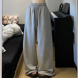 Stetnode High Waist Grey Sweatpants Women 2024 Casual Wide Leg Sport Pants Women Korean Fashion Streetwear Oversize Trousers Mujer