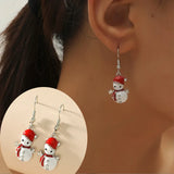 Stetnode Cute Christmas Snowman Earrings for Women Elegant Snowflake Christmas Tree Sock Bells Earrings New Year Party Jewelry Gift