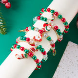 Stetnode Christmas Drip Oil Santa Claus Beaded Bracelets for Women Handmade Crystal Beads Christmas Tree Sock Charm Bracelet Jewelry Gift