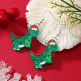 Stetnode New Creative Cartoon Christmas Earrings for Women Girl Cute Acrylic Snowman Dinosaur Elk Xmas Tree Drop Earring New Year Jewelry