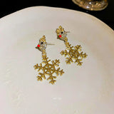 Stetnode Delicate Rhinestone Elk Earrings for Women Girls Korean Sweet Snowflake Deer Drop Earring Female New Year Jewelry Christmas Gift