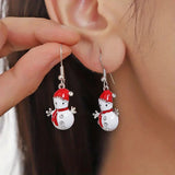 Stetnode Cute Christmas Snowman Earrings for Women Elegant Snowflake Christmas Tree Sock Bells Earrings New Year Party Jewelry Gift