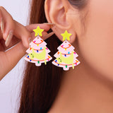 Stetnode Mixed Style Acrylic Christmas Earrings for Women Pattern Christmas Tree Black Cat Santa Claus Drop Earrings Girls Party Jewelry