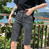 Stetnode 2024 Women's Denim Shorts Summer Bodycon Biker High Waisted Short Pants Woman Streetwear Knee Length Jean Shorts Female