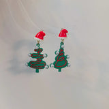 Stetnode Christmas Bowknot Flocking Wreath Earrings for Women Luxury Red Bow Snowflake Christmas Tree Drop Earring New Year Jewelry Gift