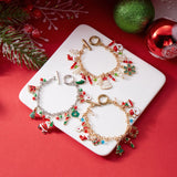 Stetnode Cute Christmas Series Santa Claus Tree Elk Pendant Bracelets for Women Handmade OT Chain Thanksgiving Xmas Party Jewelry Gifts