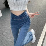 Stetnode Flared Jeans Women Skinny Denim Pants Bottom Straight High Waist Stretch Female Flare Trouser Fashion High Waisted Mom Jeans