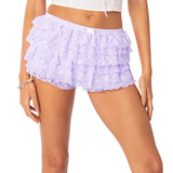 Stetnode Y2K Kawaii Cute Pettipants Coquette Girl Boy Shorts Panties Sexy Ruffles Multi-layers Underwear Elastic Boxer Briefs with Bow