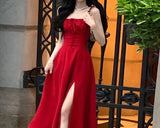 Stetnode Aiertu French Elegant White Strap Midi Dress  Summer New Casual Evening Party Dress Women Beach Sleeveless Lace-up Red Dress Korean