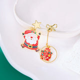 Stetnode New Trend Asymmetric Christmas Earrings for Women Cute Bear Santa Claus Christmas Tree Snowman Drop Earrings Girls Party Jewelry