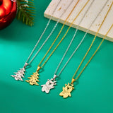 Stetnode 2 Colors Fashion Christmas Theme Short Necklace for Women Cute Elk Snowflake Pendant Necklace Xmas Party Holiday Jewelry Gifts