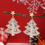 Stetnode New Fashion Acrylic Christmas Tree Earrings for Women Cute Santa Claus Snowflake Gingerbread Man Splicing Wooden Earring Jewelry