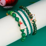 Stetnode 4 Pcs/Set Christmas Colorful Beads Bracelets for Women Handmade Snowman Santa Claus Elk Pendant Bracelet New Year Jewelry Gifts