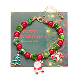 Stetnode Christmas Drip Oil Santa Claus Beaded Bracelets for Women Handmade Crystal Beads Christmas Tree Sock Charm Bracelet Jewelry Gift