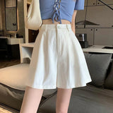 Stetnode Summer White Wide Leg Shorts Women 2024 Korean Elastic High Waist Short Pants Woman Chic All Match Loose Shorts Ladies