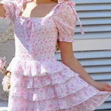 Stetnode Pink Summer Snowflakes Fairycore Cottagecore Princesscore Dress