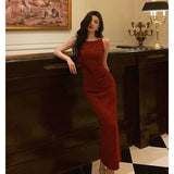 Stetnode Sexy Sheath Jewel Neckline Red Long Prom Dresses Birthday Outfits Evening Gown SD1012