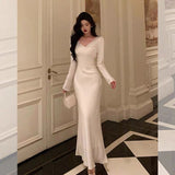 Stetnode Sexy Sheath V Neckline Ivory Long Prom Dresses Birthday Outfits Evening Gown SD1017