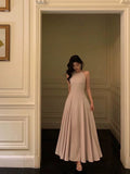 Stetnode Classy A Line Scoop Neckline Long Light Pink Prom Dresses Birthday Outfits Evening Gown SD1024