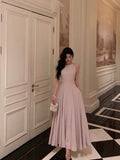 Stetnode Classy A Line Scoop Neckline Long Light Pink Prom Dresses Birthday Outfits Evening Gown SD1024