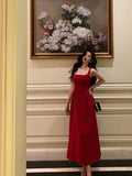 Stetnode Classy A Line Spaghetti Straps Red Prom Dresses Birthday Outfits Evening Gown SD1026