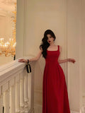 Stetnode Classy A Line Spaghetti Straps Red Prom Dresses Birthday Outfits Evening Gown SD1026