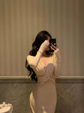 Stetnode Sexy Sheath V Neckline Long Prom Dresses Birthday Outfits Evening Dress SD1037