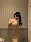 Stetnode Sexy Sheath Square Neckline Long Prom Dresses Birthday Outfits Evening Gown SD1038