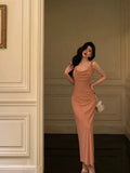 Stetnode French Sheath Jewel Pink Pleated Prom Dresses Birthday Outfits Evening Gown SD790