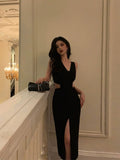 Stetnode Gorgeous Sheath V Neckline Date Night Dress Black Prom Dresses Party Dress Birthday Outfits SD809