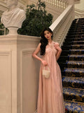 Stetnode Stunning A Line Halter Neckline Long Date Night Dress Pink Prom Dresses Birthday Outfit SD817