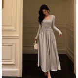 Stetnode Stunning A line Square Neckline Long Sleeves Date Night Dress Prom Dresses Birthday Outfit SD823