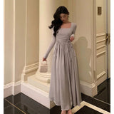 Stetnode Stunning A line Square Neckline Long Sleeves Date Night Dress Prom Dresses Birthday Outfit SD823