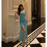 Stetnode Stunning Sheath Halter Blue Date Night Dress Prom Dresses Birthday Outfit SD848